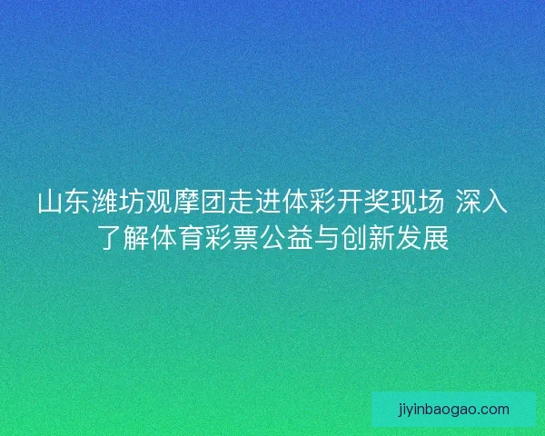 山东潍坊观摩团走进体彩开奖现场 深入了解体育彩票公益与创新发展