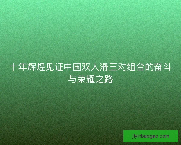 十年辉煌见证中国双人滑三对组合的奋斗与荣耀之路